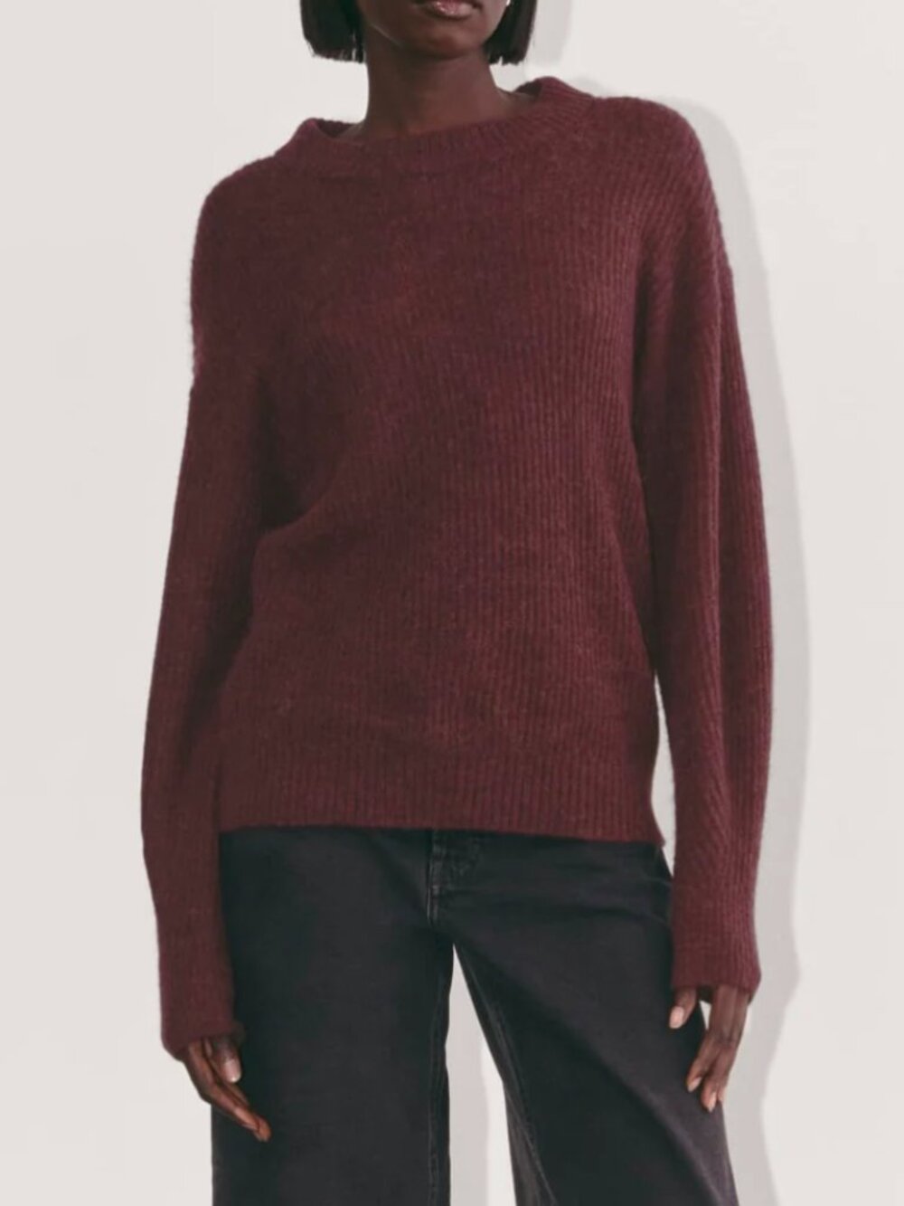 NWT Everlane The Cocoon Crew in Alpaca Burgundy Size XS - Picture 2 of 6
